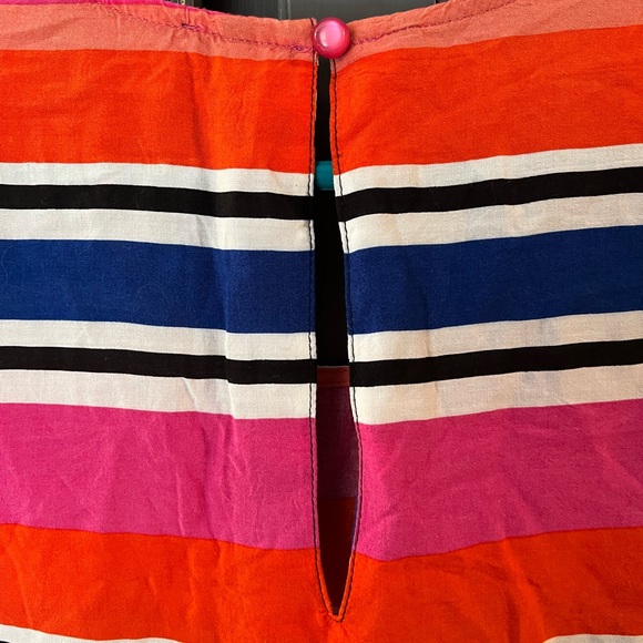 Cynthia Rowley multi colored stripped capped sleeve blouse - Picture 5 of 5